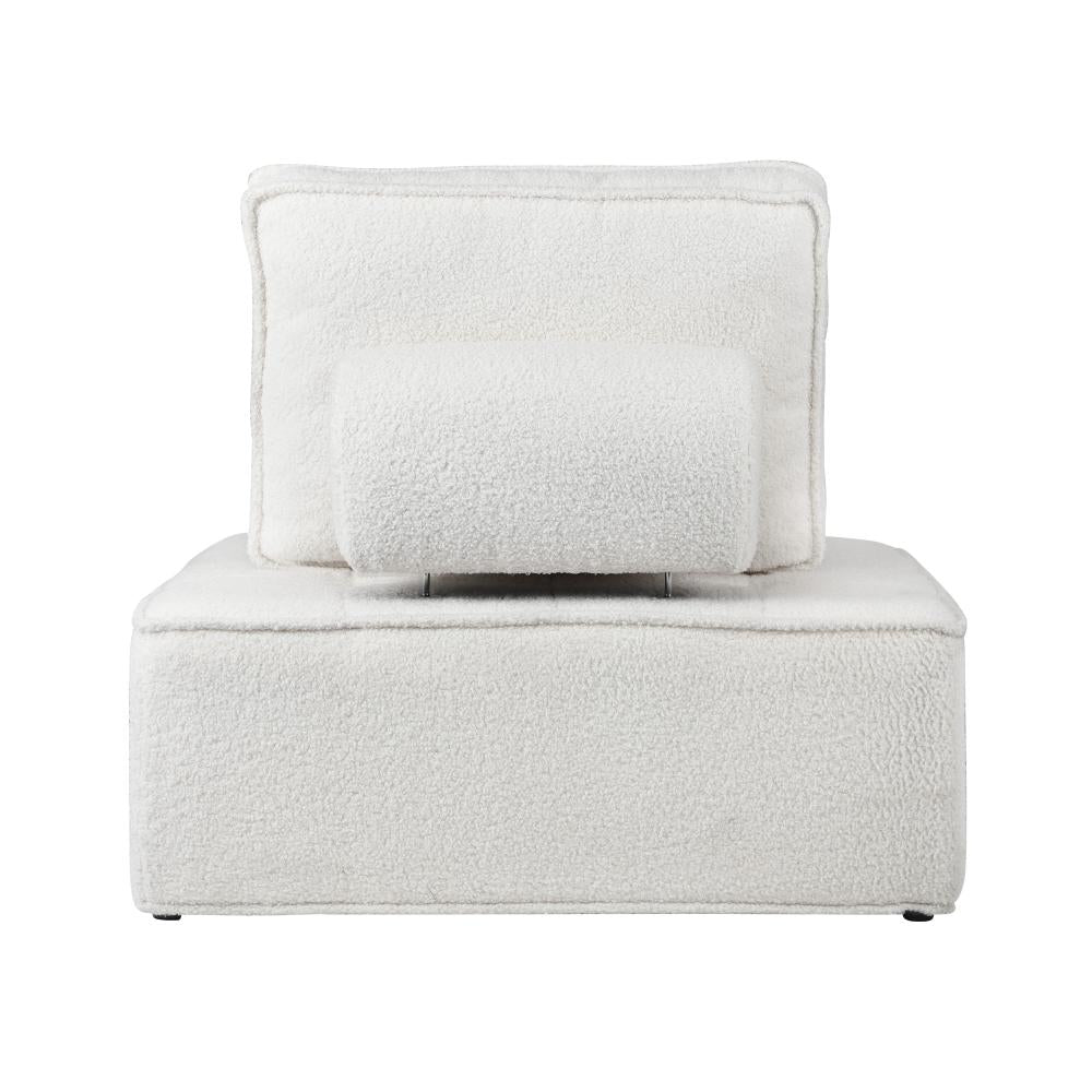 Oikiture 1PC Modular Sofa Lounge Chair Armless Adjustable Back Sherpa White-Armchairs-PEROZ Accessories