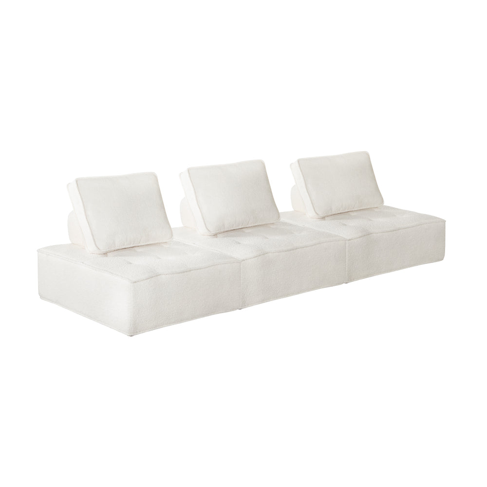 Oikiture 3PCS Modular Sofa Lounge Chair Armless Adjustable Back Sherpa White-Armchairs-PEROZ Accessories