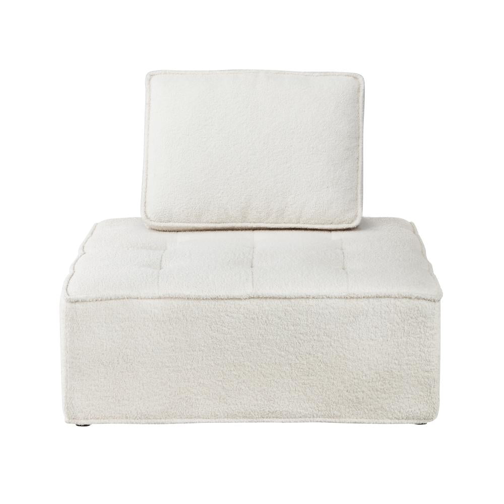 Oikiture 3PCS Modular Sofa Lounge Chair Armless Adjustable Back Sherpa White-Armchairs-PEROZ Accessories