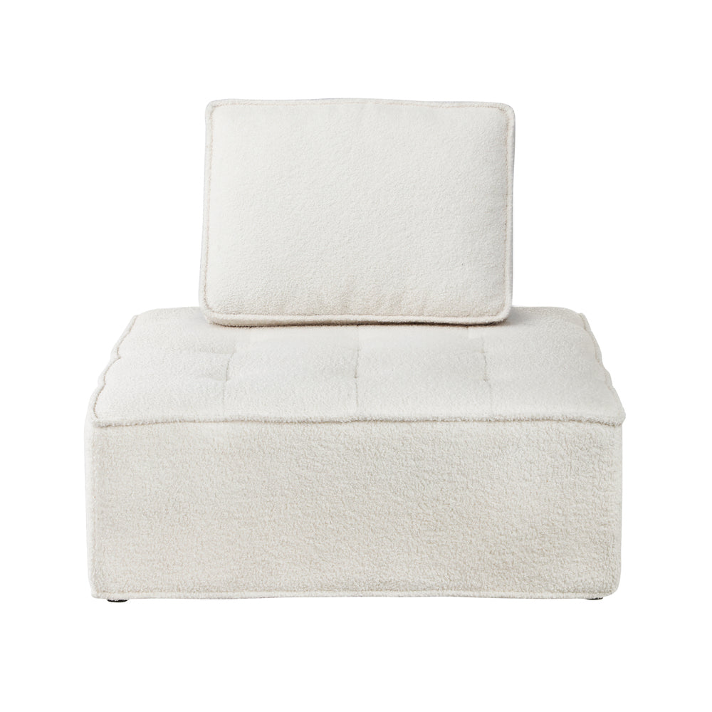 Oikiture 3PCS Modular Sofa Lounge Chair Armless Adjustable Back Sherpa White-Armchairs-PEROZ Accessories