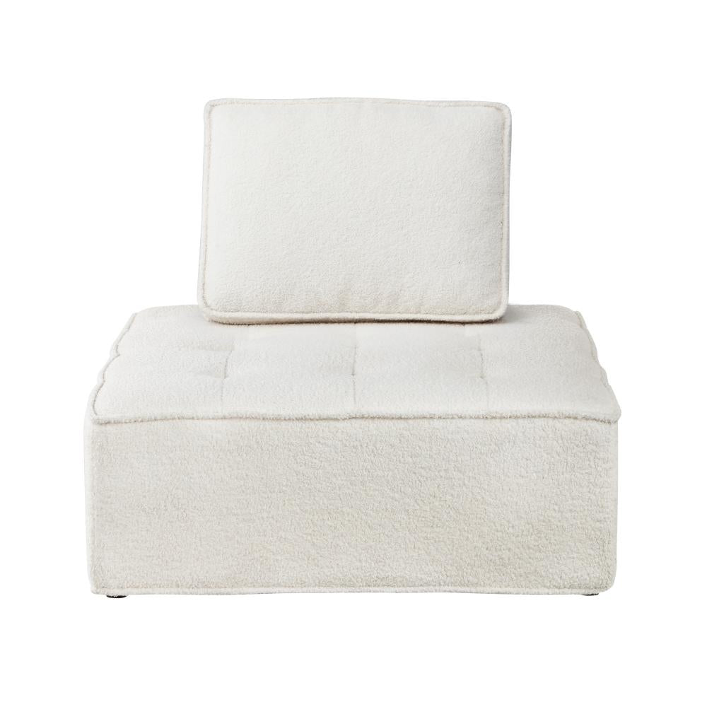 Oikiture 4PCS Modular Sofa Lounge Chair Armless Adjustable Back Sherpa White-Armchairs-PEROZ Accessories