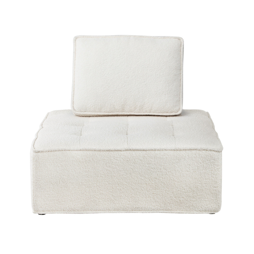 Oikiture 4PCS Modular Sofa Lounge Chair Armless Adjustable Back Sherpa White-Armchairs-PEROZ Accessories