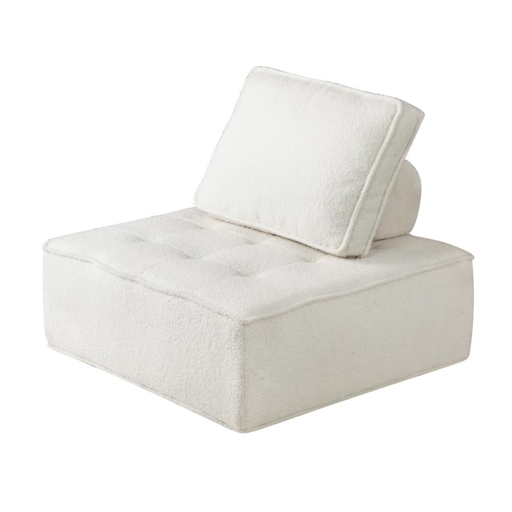 Oikiture 4PCS Modular Sofa Lounge Chair Armless Adjustable Back Sherpa White-Armchairs-PEROZ Accessories