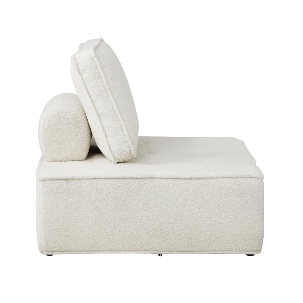 Oikiture 4PCS Modular Sofa Lounge Chair Armless Adjustable Back Sherpa White-Armchairs-PEROZ Accessories