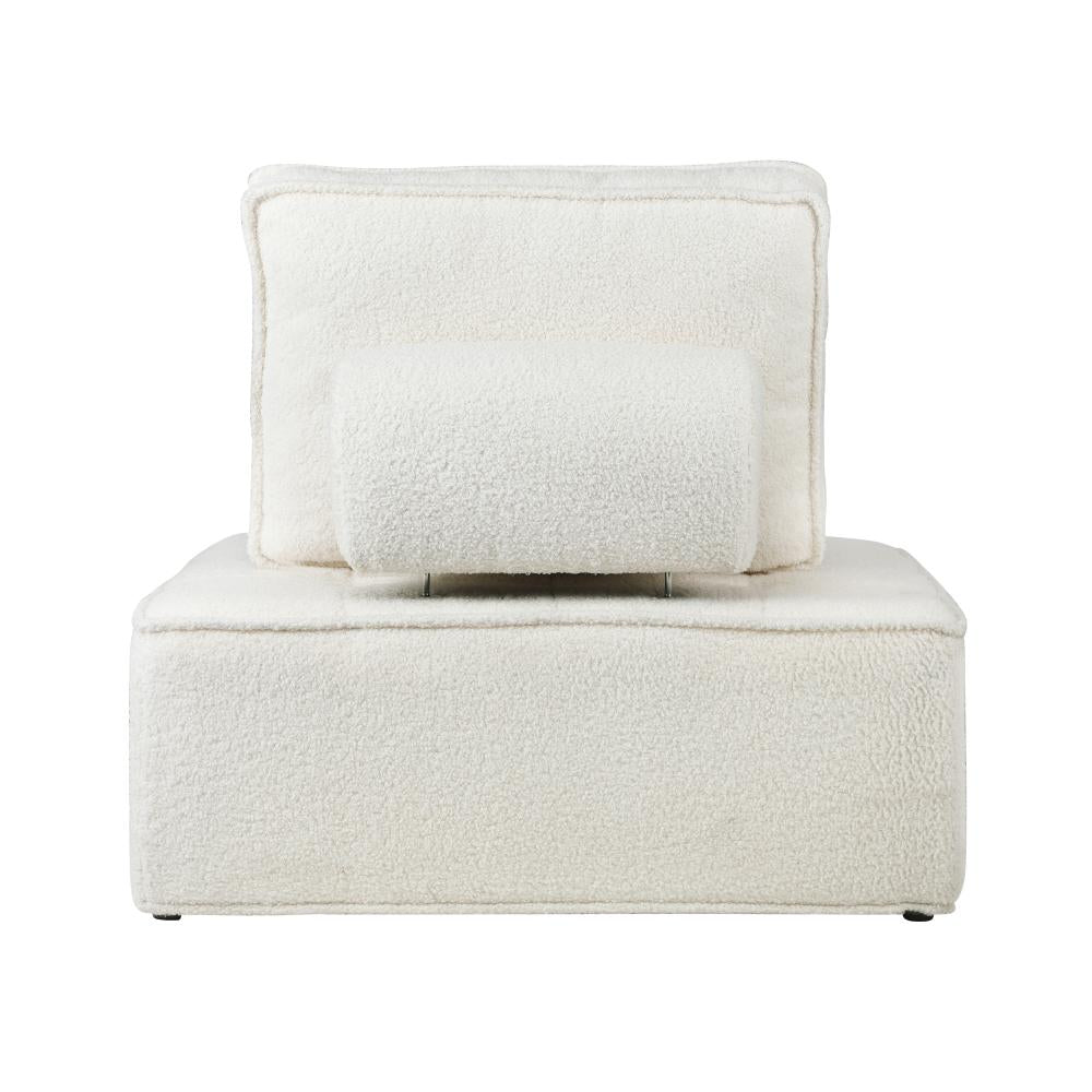 Oikiture 4PCS Modular Sofa Lounge Chair Armless Adjustable Back Sherpa White-Armchairs-PEROZ Accessories