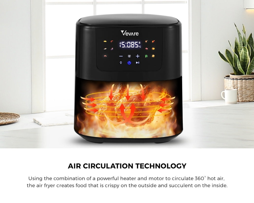 Vevare Air Fryer 5L Oven LCD Touch Oil Free Cooker 1500W-Air Fryer-PEROZ Accessories