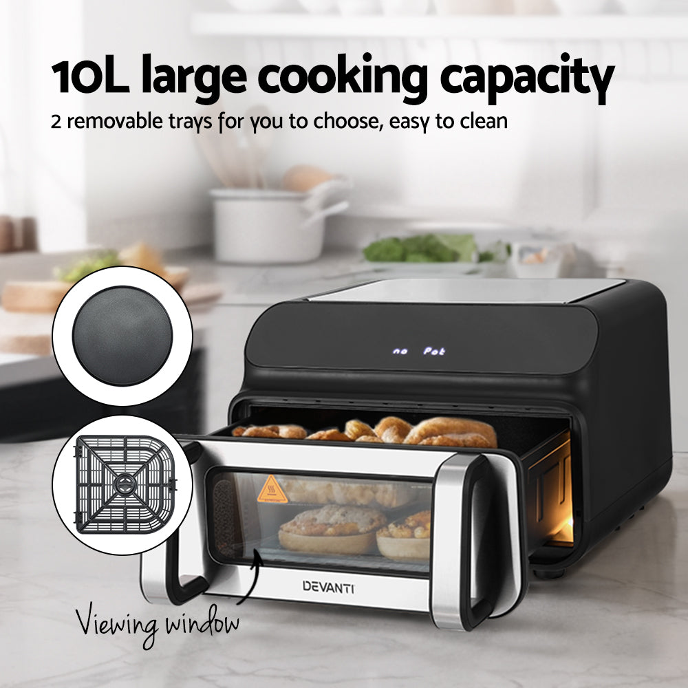 Devanti Air Fryer 10L LCD Kitchen Oven-Appliances > Kitchen Appliances-PEROZ Accessories