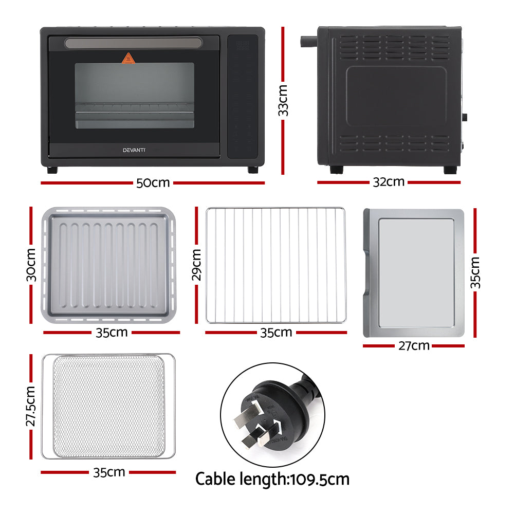 Devanti Air Fryer 32L W/ LCD Touch Oven 1700W-Appliances > Kitchen Appliances-PEROZ Accessories