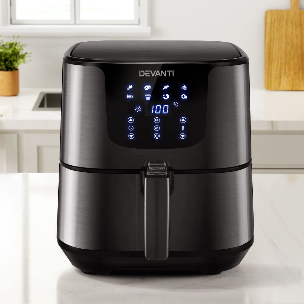 Devanti Air Fryer 7L LCD Fryers Black-Air Fryers-PEROZ Accessories
