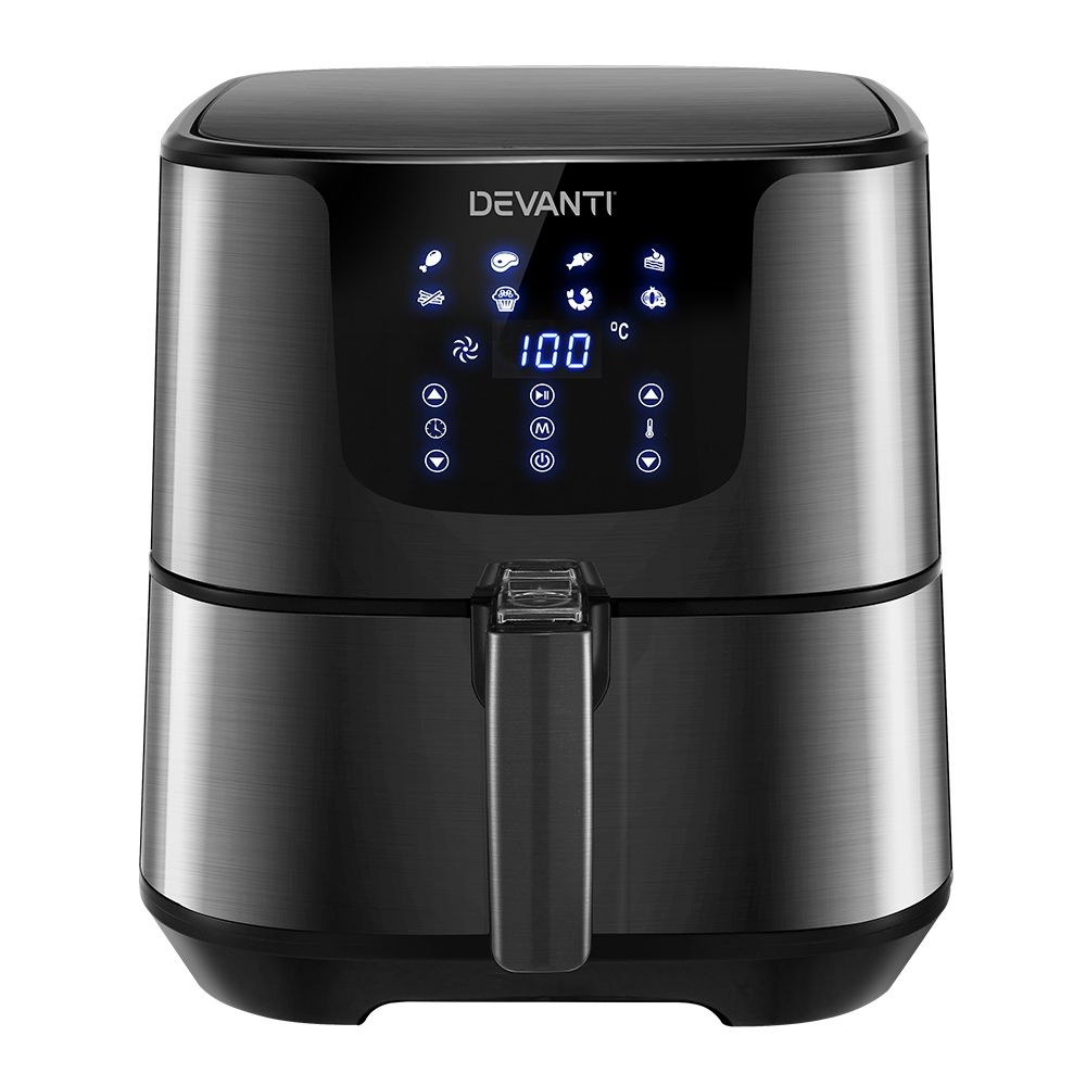 Devanti Air Fryer 7L LCD Fryers Black-Air Fryers-PEROZ Accessories