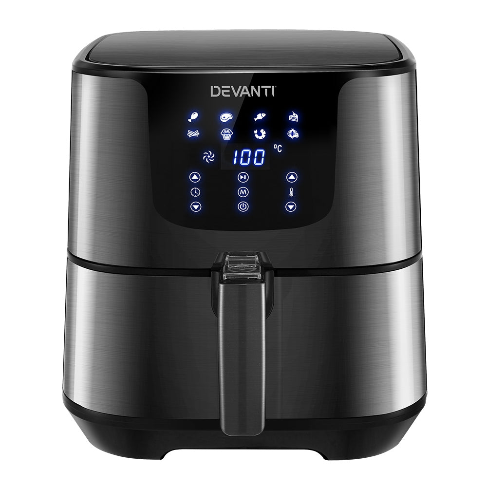 Devanti Air Fryer 7L LCD Fryers Black-Air Fryers-PEROZ Accessories