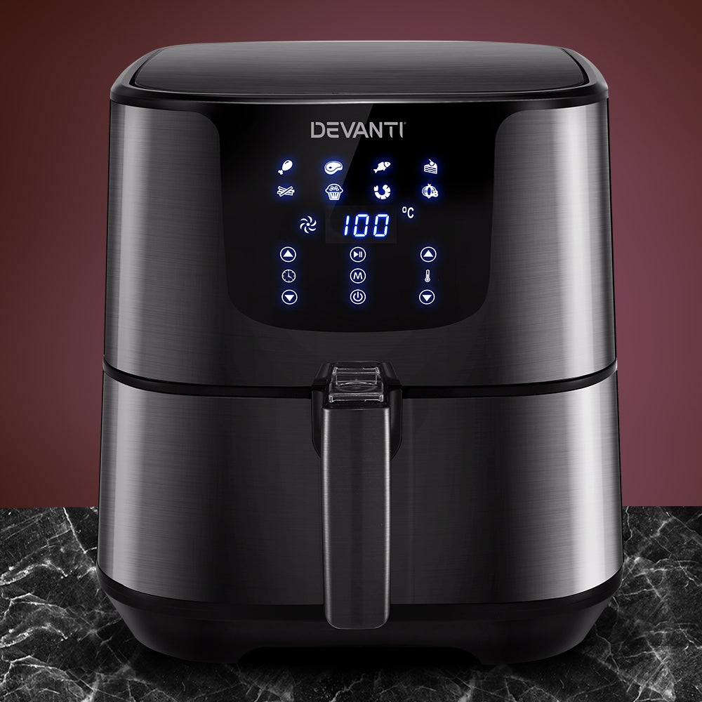 Devanti Air Fryer 7L LCD Fryers Black-Air Fryers-PEROZ Accessories