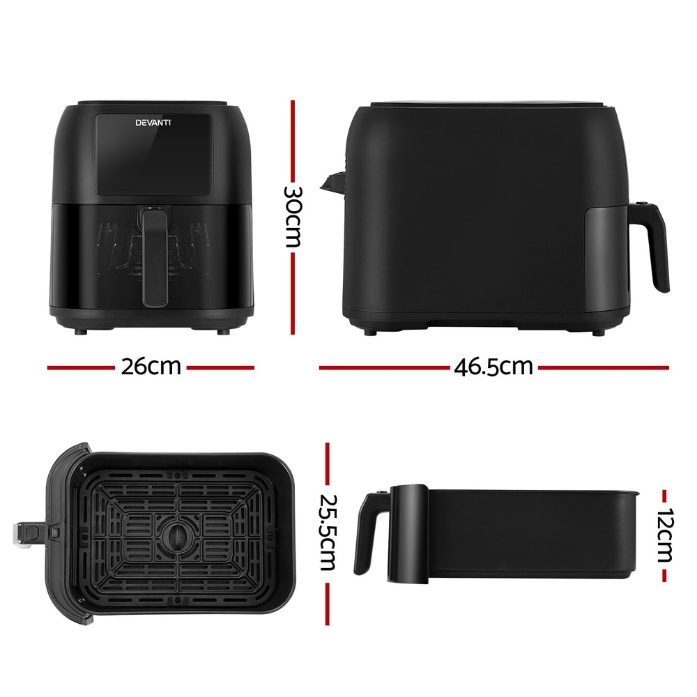 Devanti Air Fryer 8L LCD Fryers-Appliances > Kitchen Appliances-PEROZ Accessories