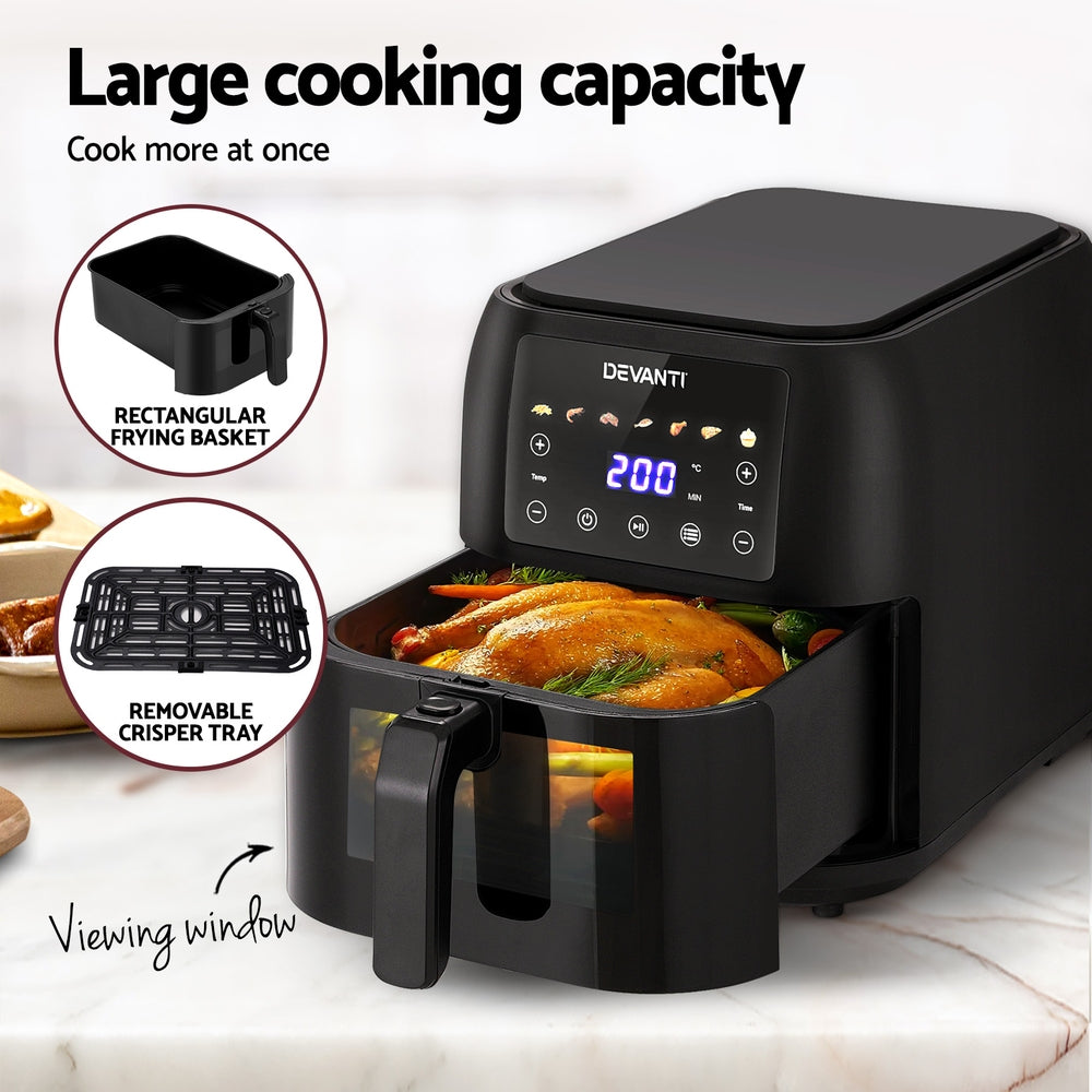 Devanti Air Fryer 8L LCD Fryers-Appliances > Kitchen Appliances-PEROZ Accessories