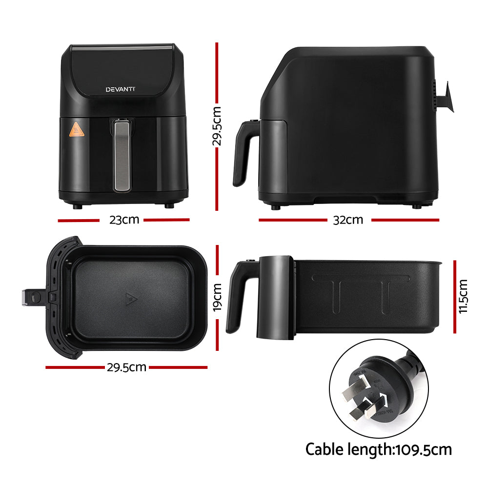 Devanti Air Fryer 5L W/ LCD Touch 1500W-Appliances > Kitchen Appliances-PEROZ Accessories