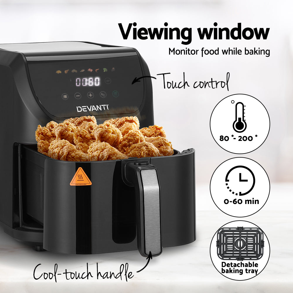 Devanti Air Fryer 5L W/ LCD Touch 1500W-Appliances > Kitchen Appliances-PEROZ Accessories
