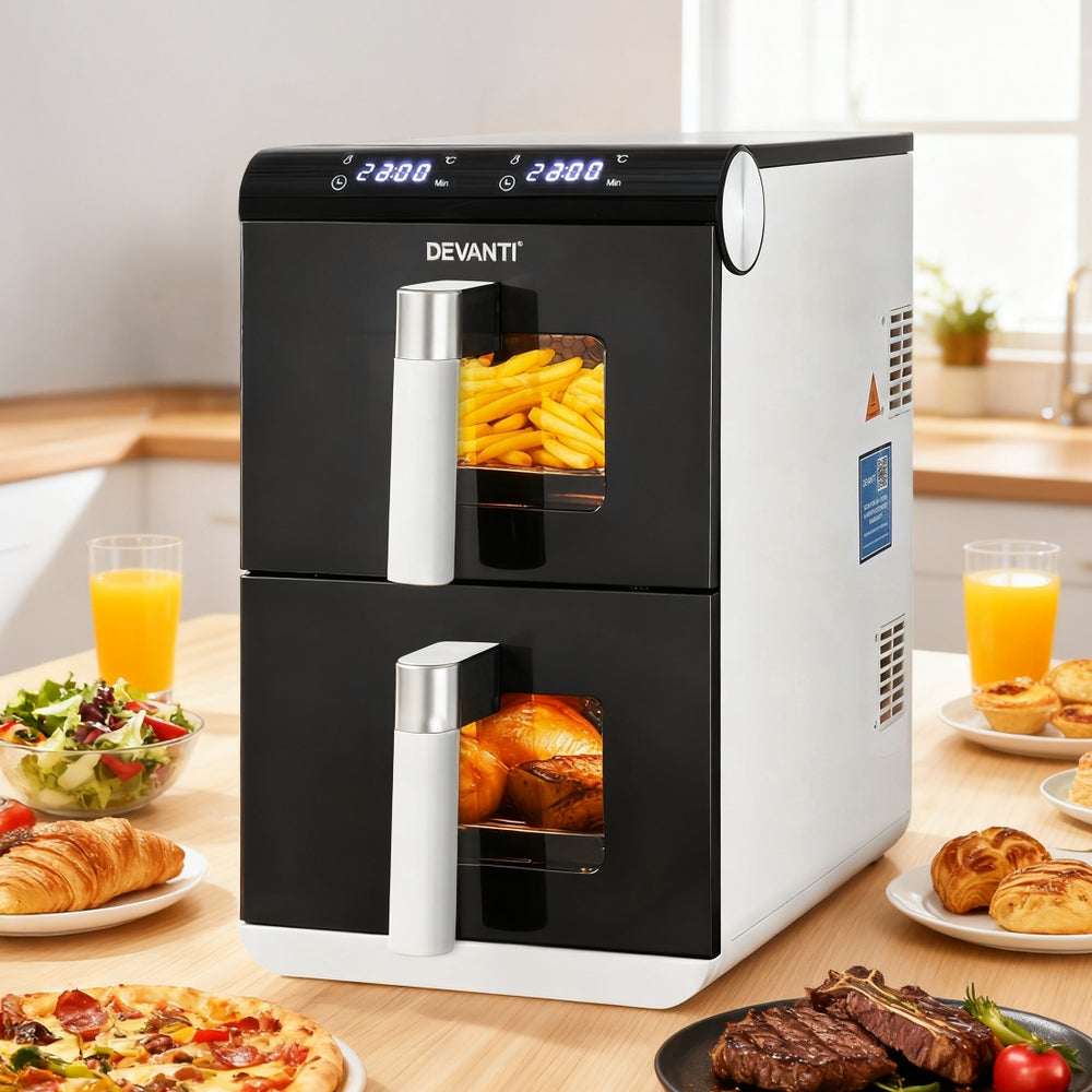 Devanti Air Fryer Oven 11L Dual Zone Fryers-Appliances > Kitchen Appliances > Air Fryers-PEROZ Accessories