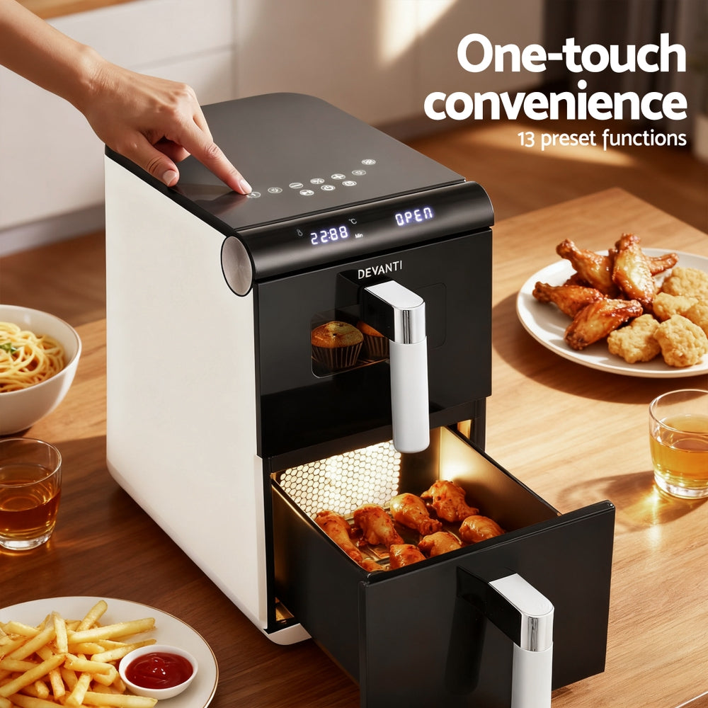 Devanti Air Fryer Oven 11L Dual Zone Fryers-Appliances > Kitchen Appliances > Air Fryers-PEROZ Accessories