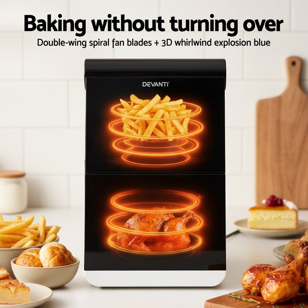 Devanti Air Fryer Oven 11L Dual Zone Fryers-Appliances > Kitchen Appliances > Air Fryers-PEROZ Accessories