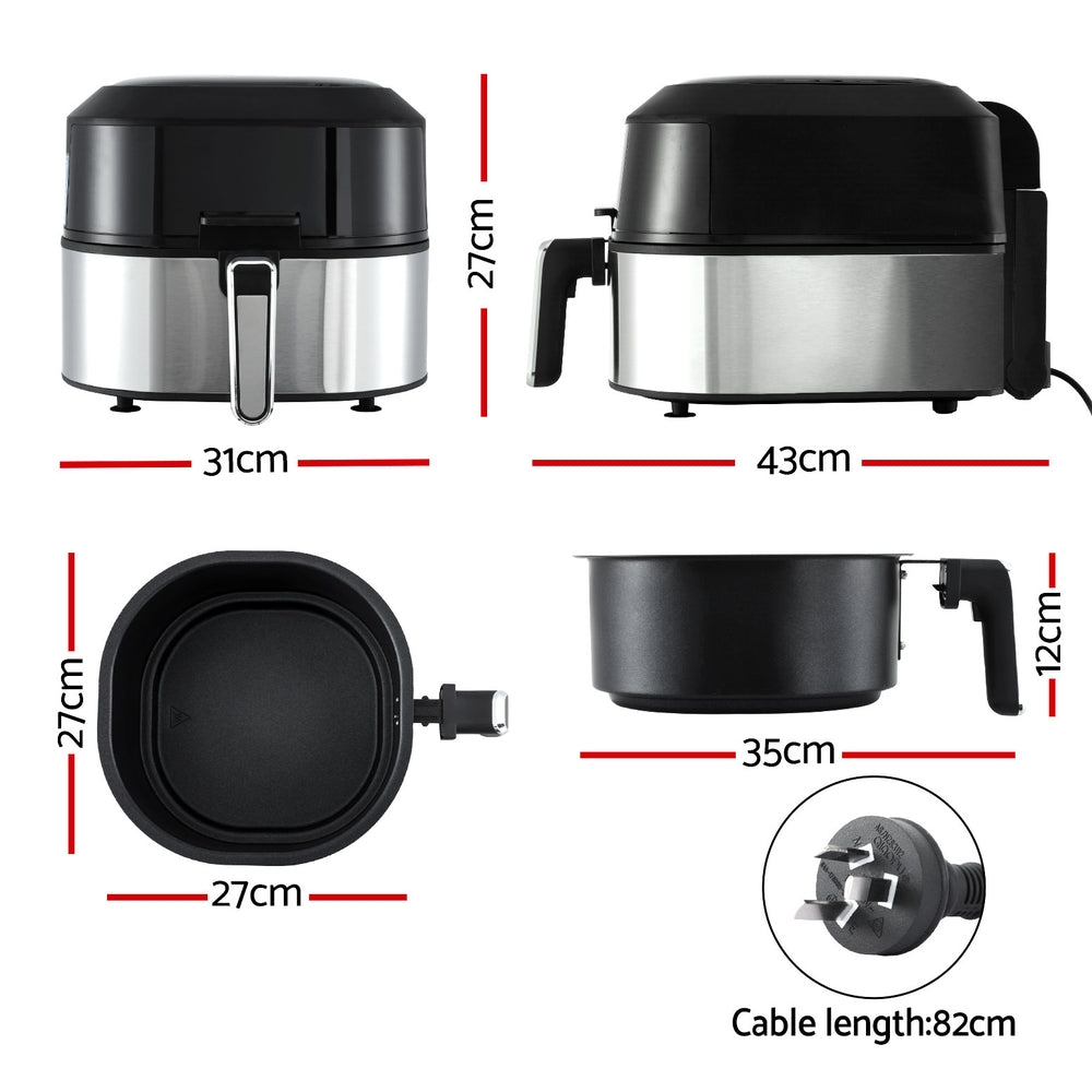 Devanti 5.5L Air Fryer & Grill LCD Fryers 1500W-Appliances > Kitchen Appliances > Air Fryers-PEROZ Accessories