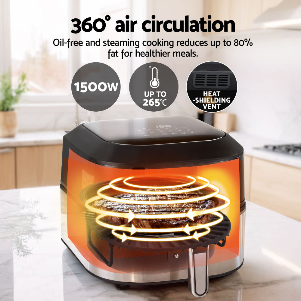 Devanti 5.5L Air Fryer & Grill LCD Fryers 1500W-Appliances > Kitchen Appliances > Air Fryers-PEROZ Accessories
