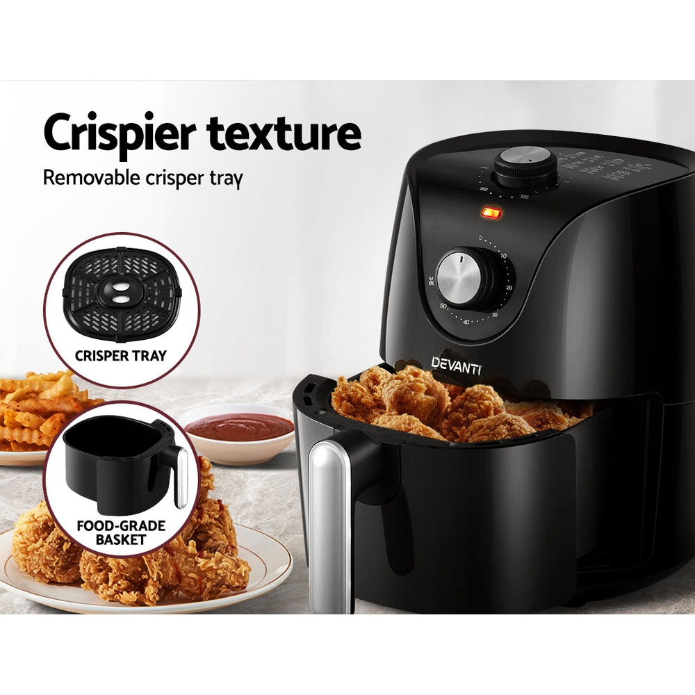 Devanti Air Fryer 2.5L Knob Fryers-Air Fryers-PEROZ Accessories
