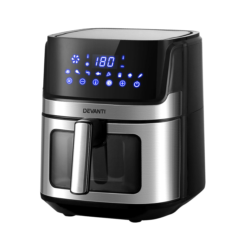 Devanti Air Fryer 6.5L LCD Fryers Clear Window-Air Fryers-PEROZ Accessories
