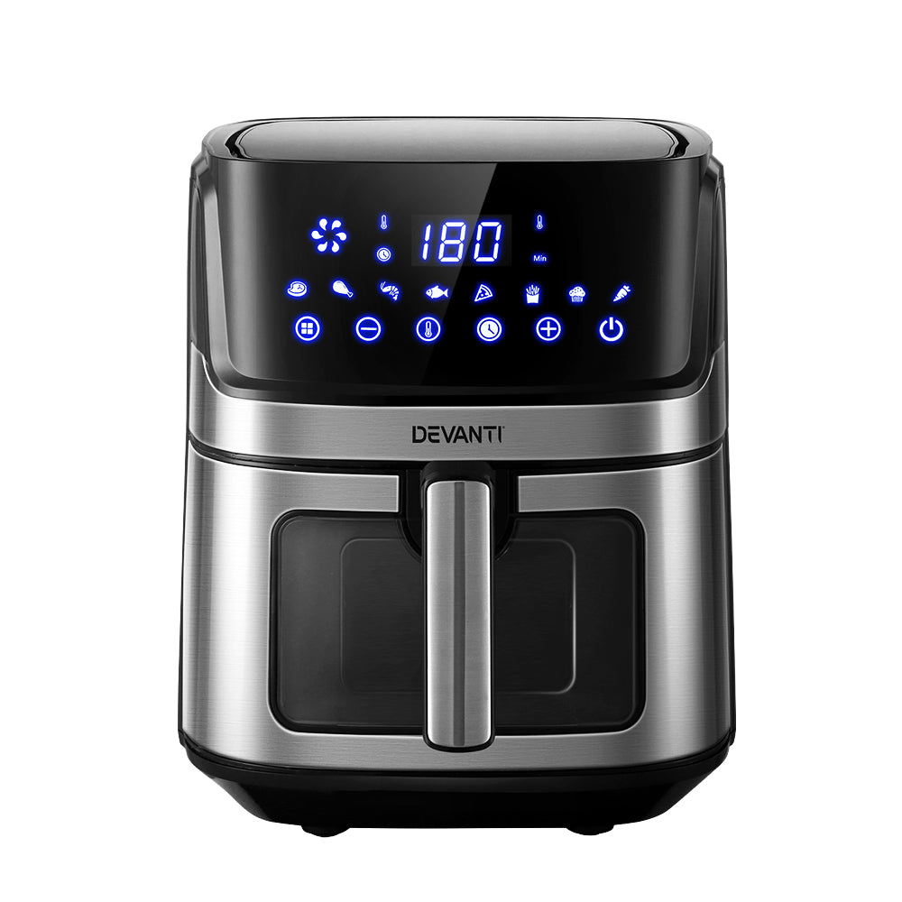 Devanti Air Fryer 6.5L LCD Fryers Clear Window-Air Fryers-PEROZ Accessories