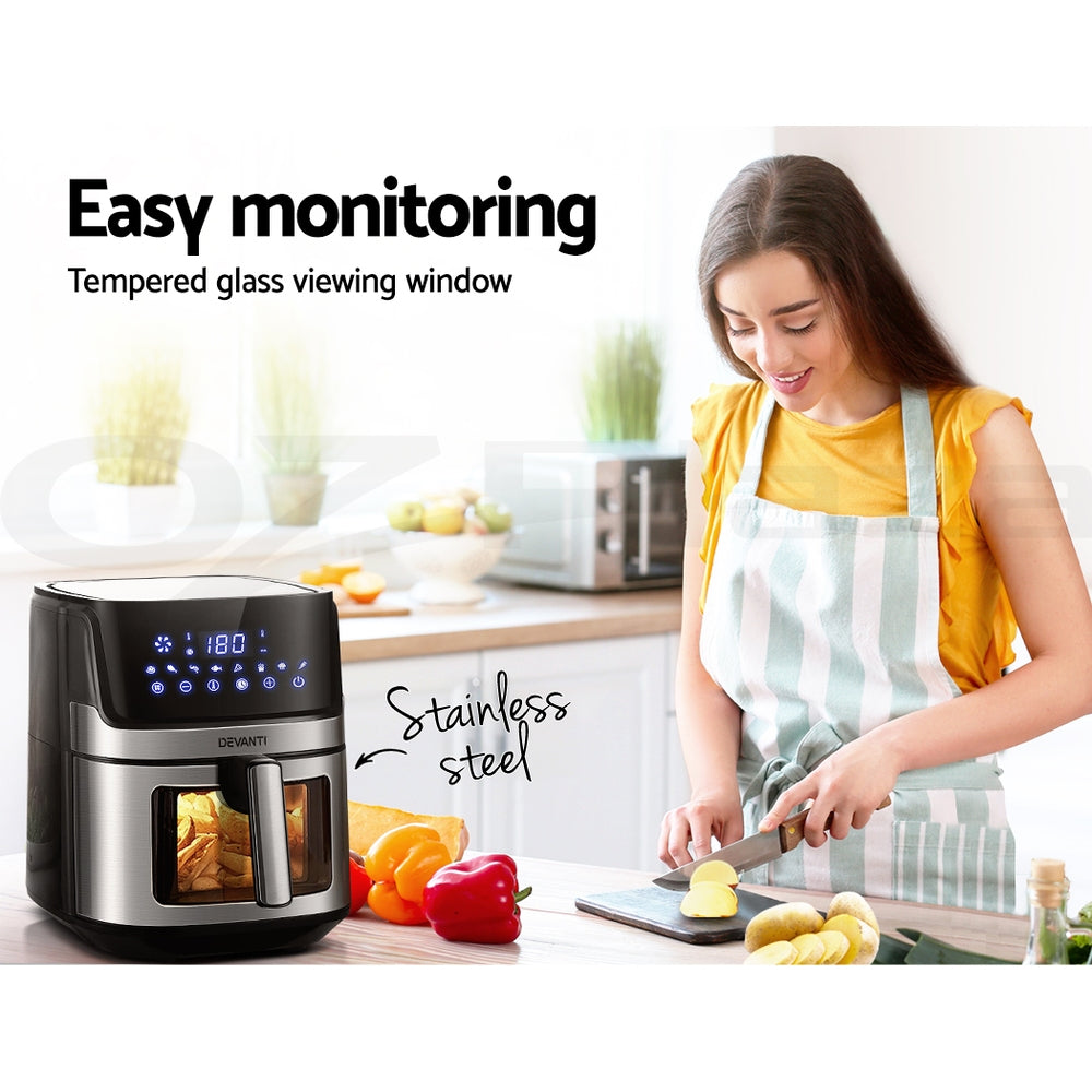 Devanti Air Fryer 6.5L LCD Fryers Clear Window-Air Fryers-PEROZ Accessories