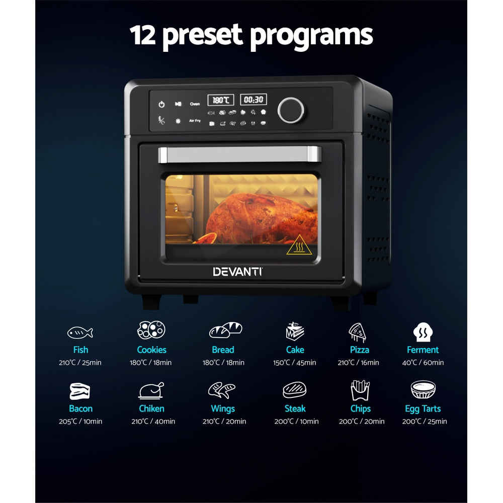 Devanti Air Fryer 20L LCD Fryers Oven-Appliances > Kitchen Appliances-PEROZ Accessories