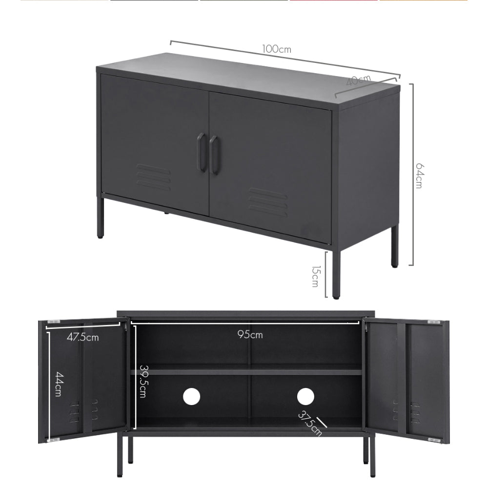 Artiss Buffet Sideboard Metal Cabinet - BASE Charcoal-Furniture > Living Room-PEROZ Accessories