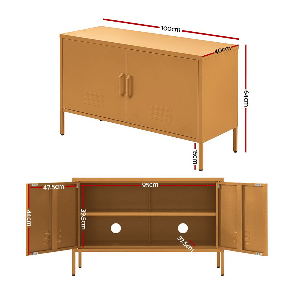 Artiss Buffet Sideboard Metal Cabinet - BASE Yellow-Furniture > Living Room-PEROZ Accessories