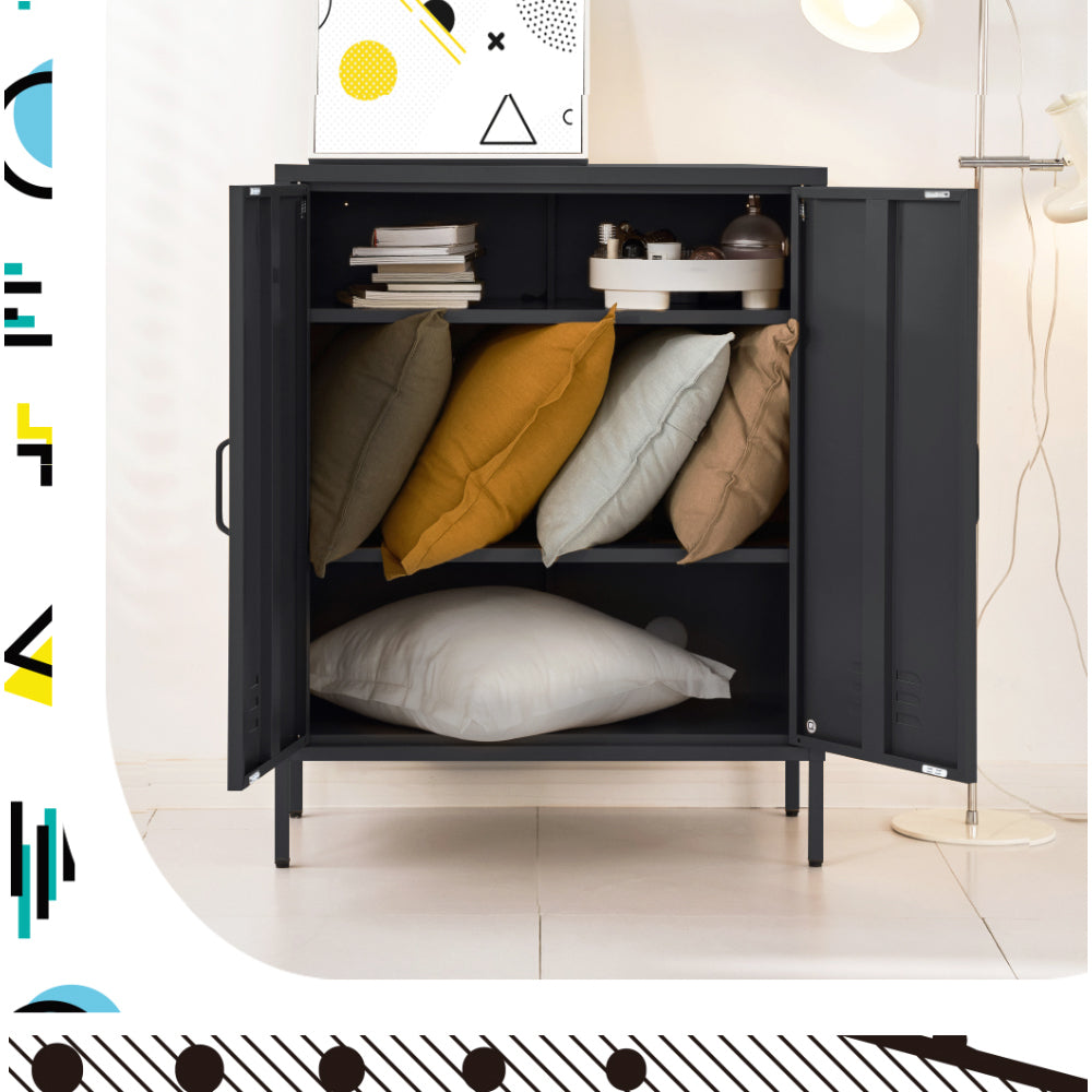 Artiss Buffet Sideboard Metal Cabinet - SWEETHEART Charcoal-Furniture > Living Room-PEROZ Accessories