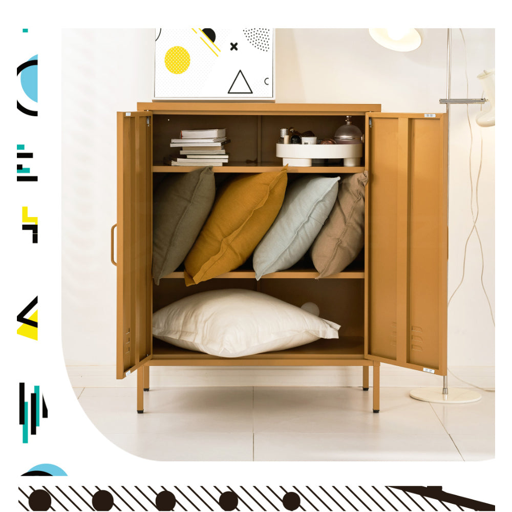 Artiss Buffet Sideboard Metal Cabinet - SWEETHEART Yellow-Furniture > Living Room-PEROZ Accessories