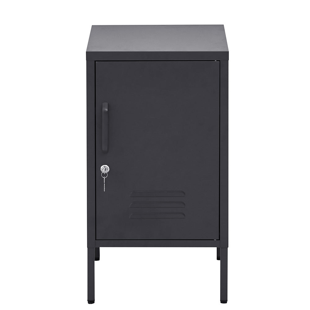 Artiss Bedside Table Metal Cabinet - Black-Bedside Tables-PEROZ Accessories