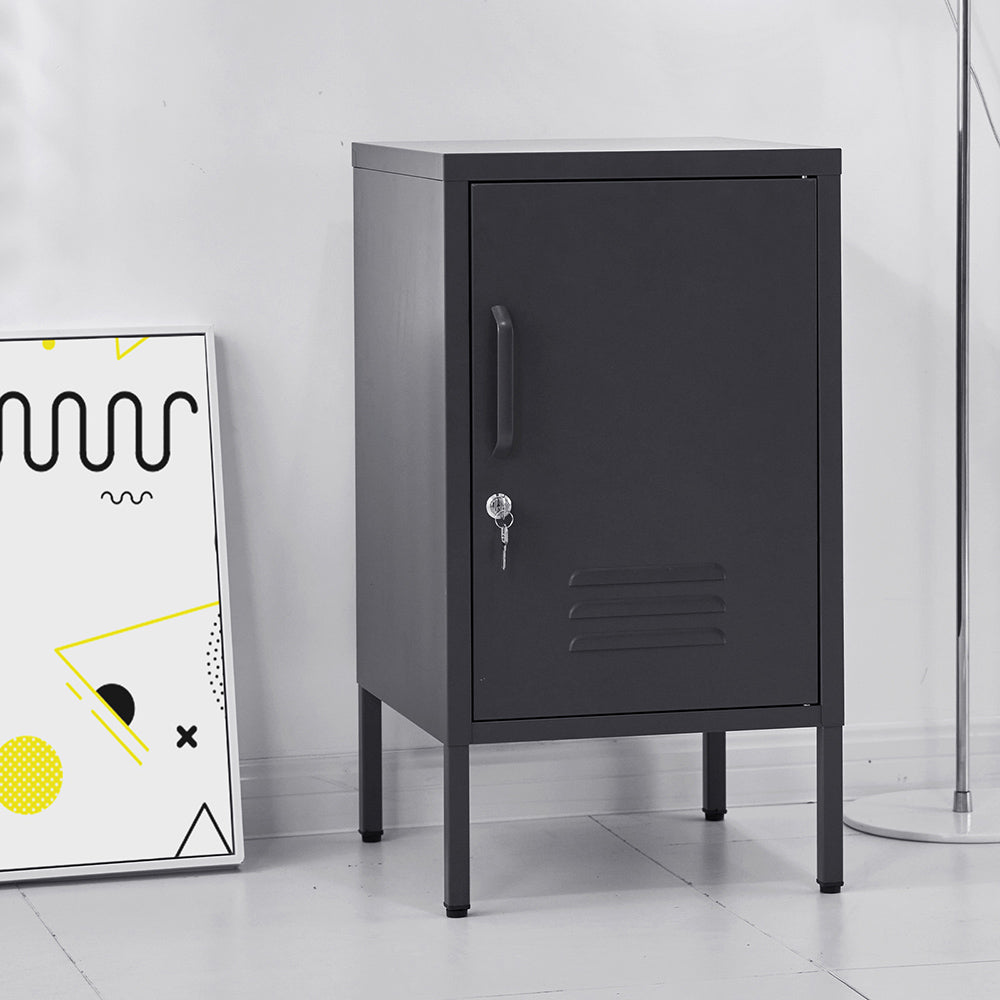 Artiss Bedside Table Metal Cabinet - Black-Bedside Tables-PEROZ Accessories