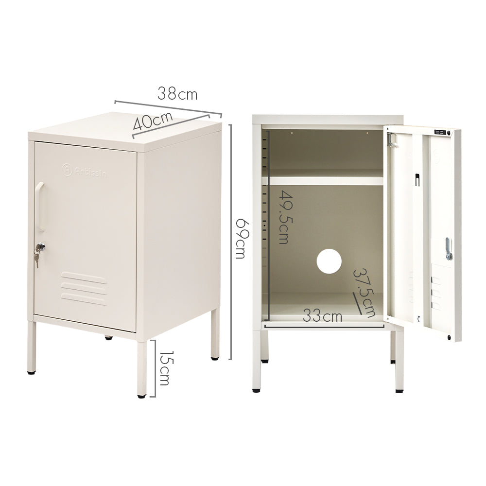 ArtissIn Bedside Table Metal Cabinet - White-Furniture > Bedroom > Bedside Tables-PEROZ Accessories