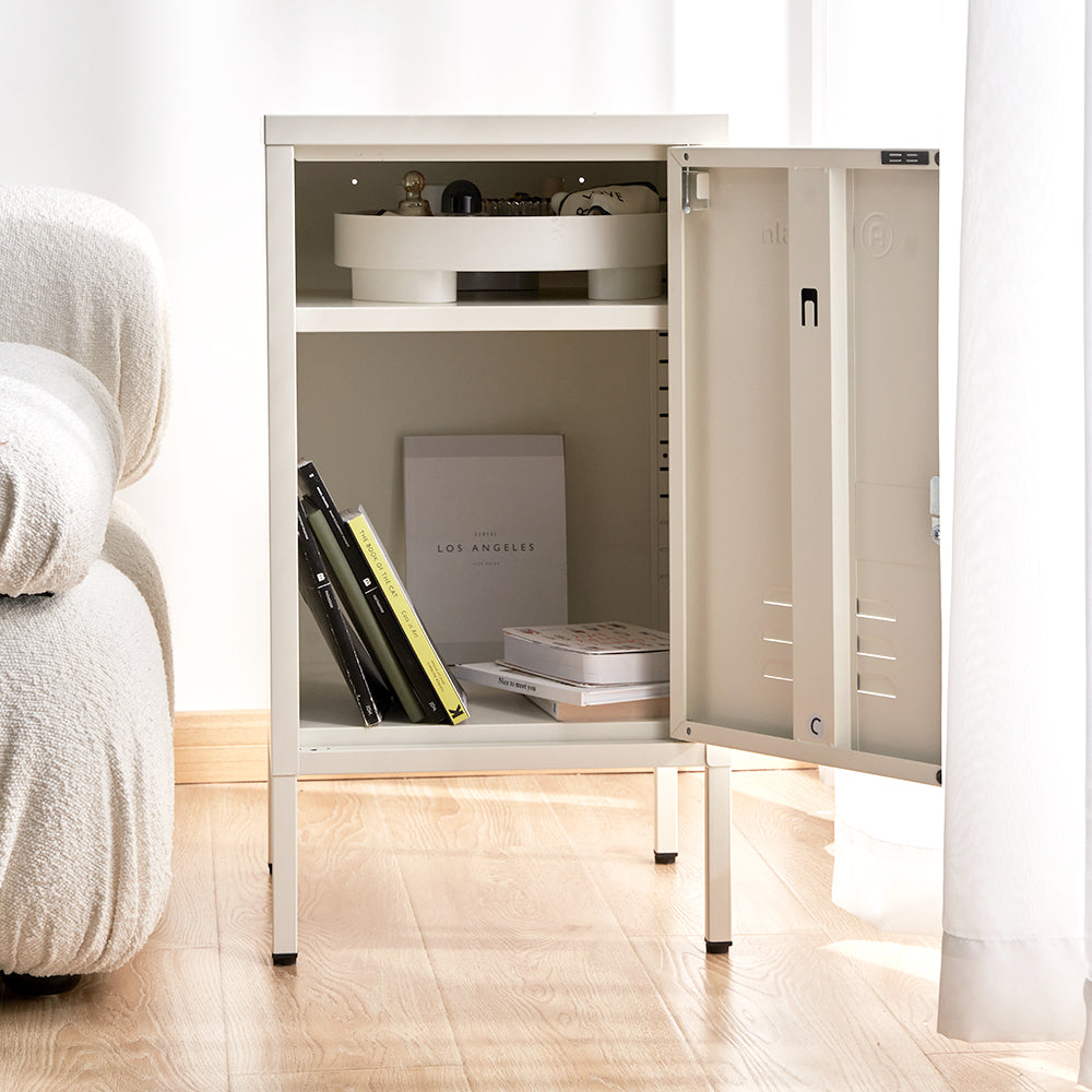 ArtissIn Bedside Table Metal Cabinet - White-Furniture > Bedroom > Bedside Tables-PEROZ Accessories