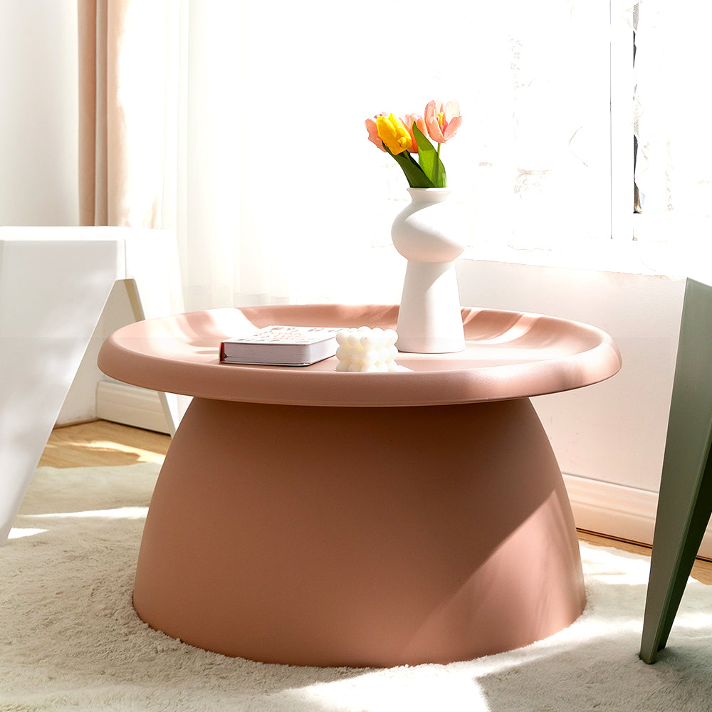Artiss Coffee Table Round 71CM Plastic Pink-Furniture > Living Room-PEROZ Accessories