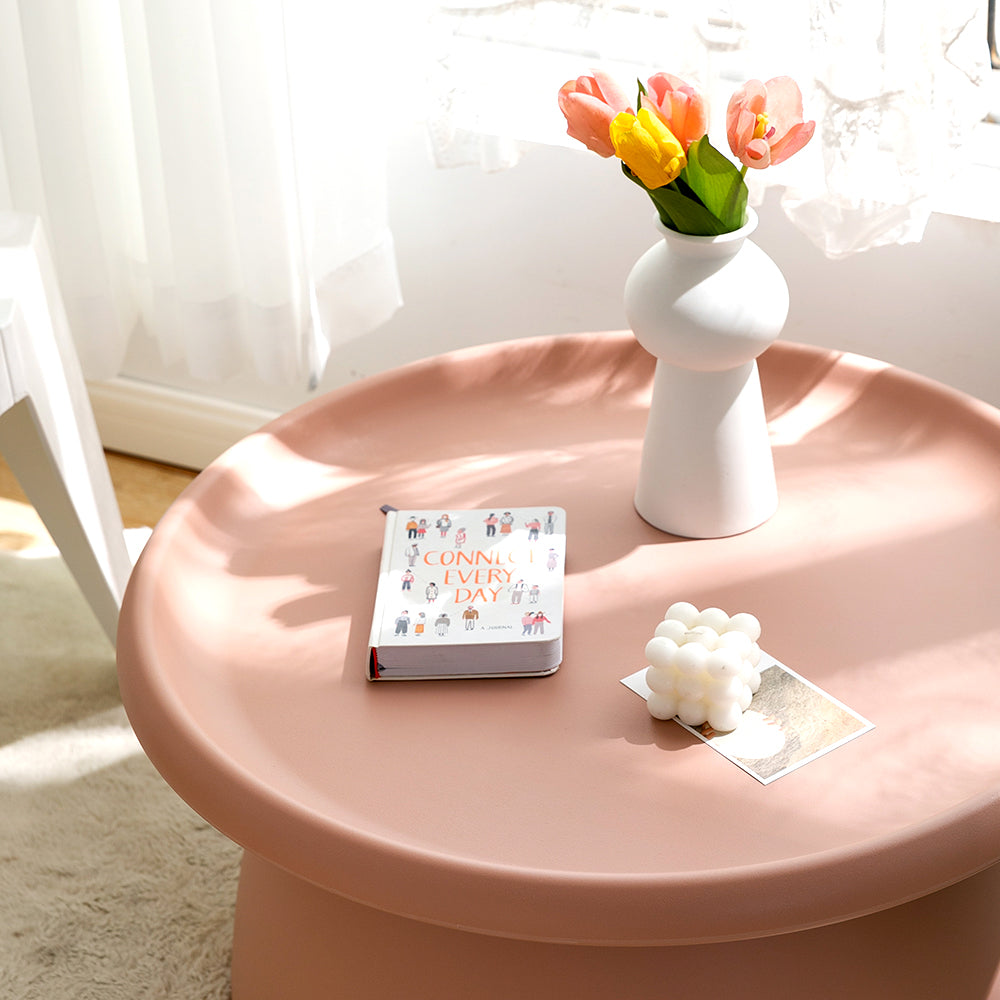 Artiss Coffee Table Round 71CM Plastic Pink-Furniture > Living Room-PEROZ Accessories