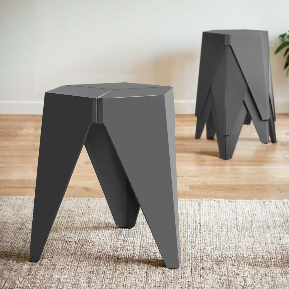 Artiss 4PC Puzzle Stool Bar Stools Stackable Grey-Furniture > Bar Stools & Chairs > Table & Bar Stools-PEROZ Accessories