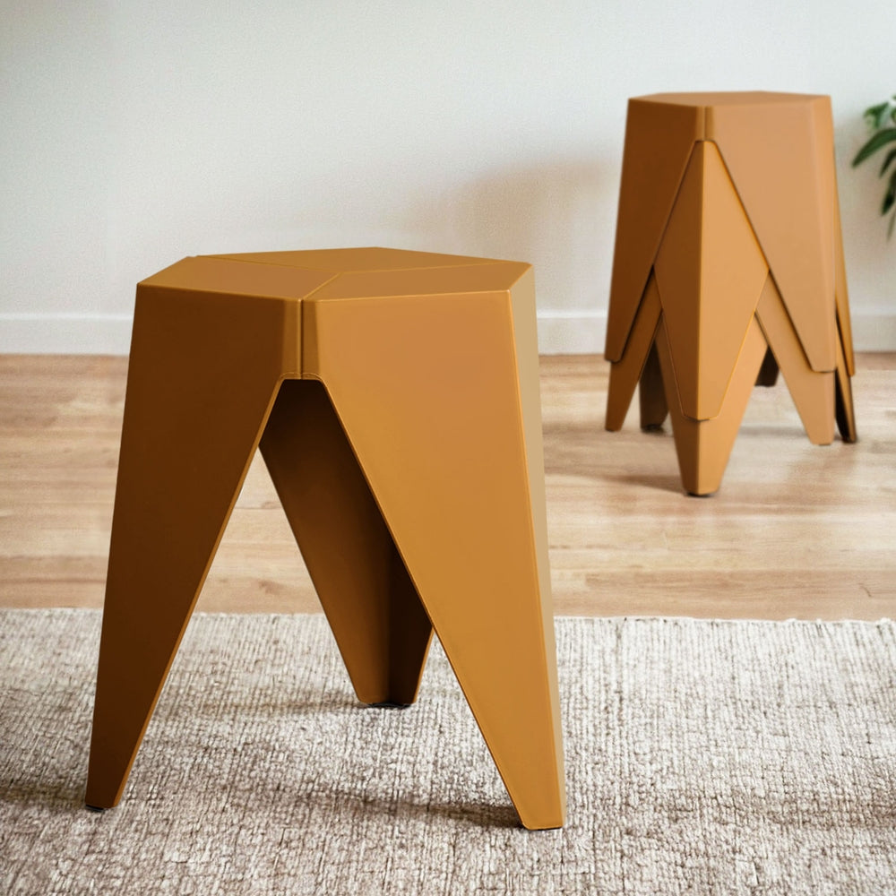 Artiss 4PC Puzzle Stool Bar Stools Stackable Yellow-Furniture > Bar Stools & Chairs > Table & Bar Stools-PEROZ Accessories