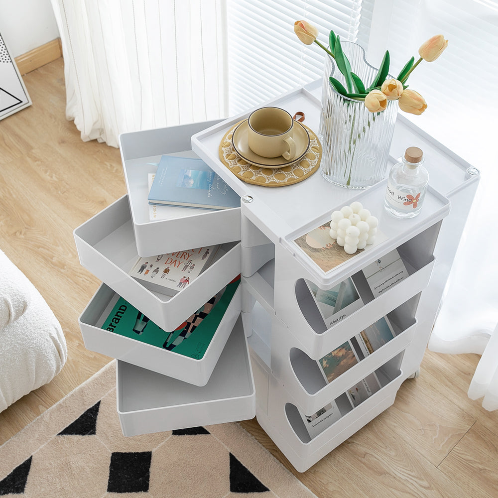 Artiss Storage Trolley Cart Bedside Table 5 Tier White-Furniture > Living Room-PEROZ Accessories