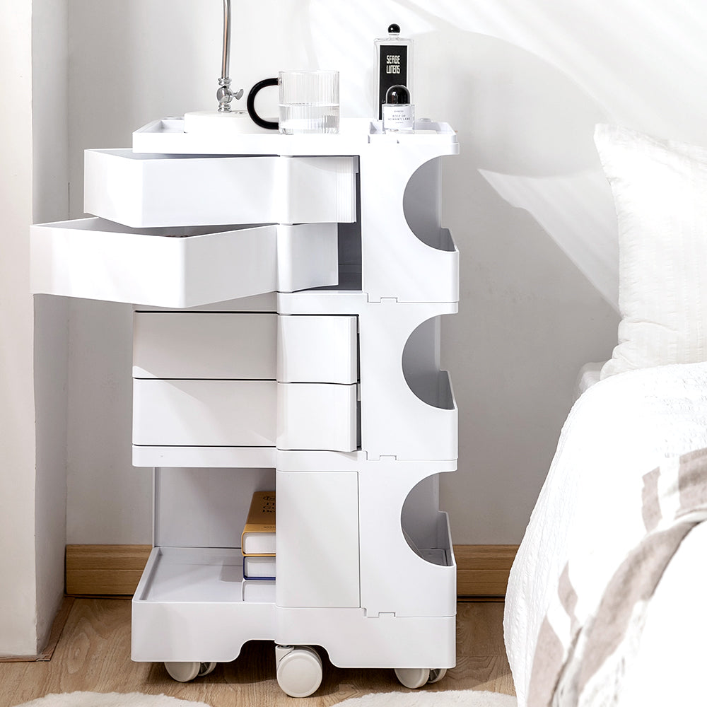 Artiss Storage Trolley Cart Bedside Table 5 Tier White-Furniture > Living Room-PEROZ Accessories
