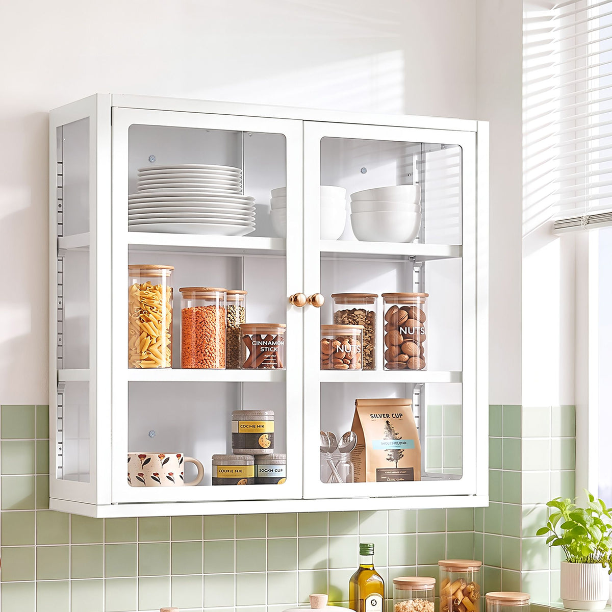 Artiss Buffet Cabinet Sideboard Wall Mounted Clear Display Storage 60cm White-Furniture > Dining > Buffets & Sideboards-PEROZ Accessories