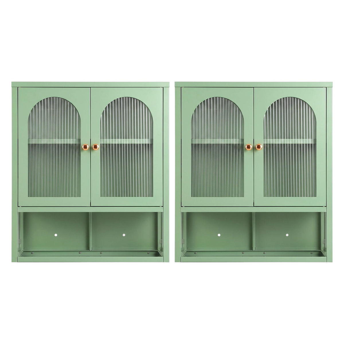 Artiss Buffet Cabinet Sideboards X2 Wall Mounted Fluted Display Storage Green-Furniture > Dining > Buffets & Sideboards-PEROZ Accessories