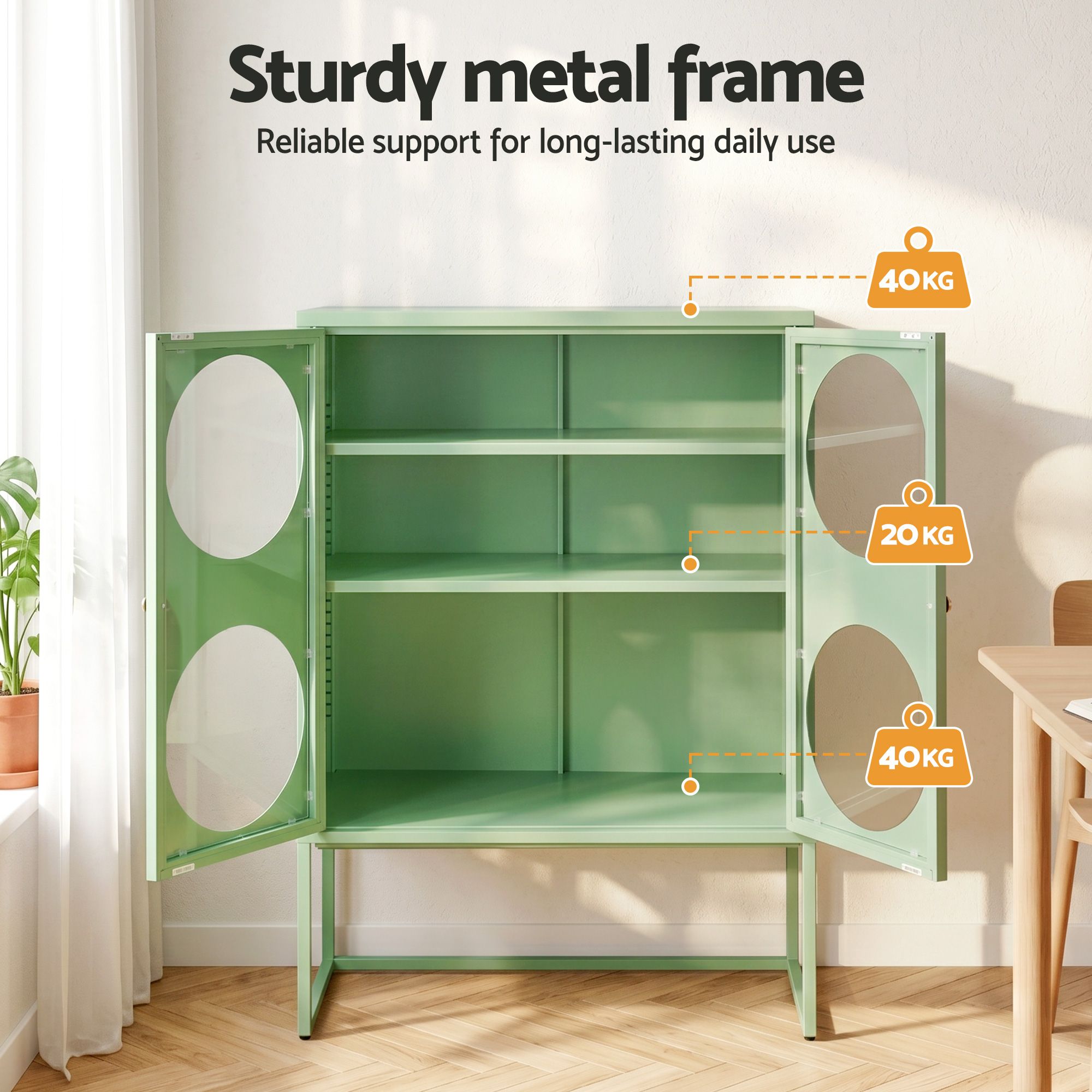 Artiss Buffet Sideboard Metal Cabinet - ELLA Green-Furniture > Living Room-PEROZ Accessories