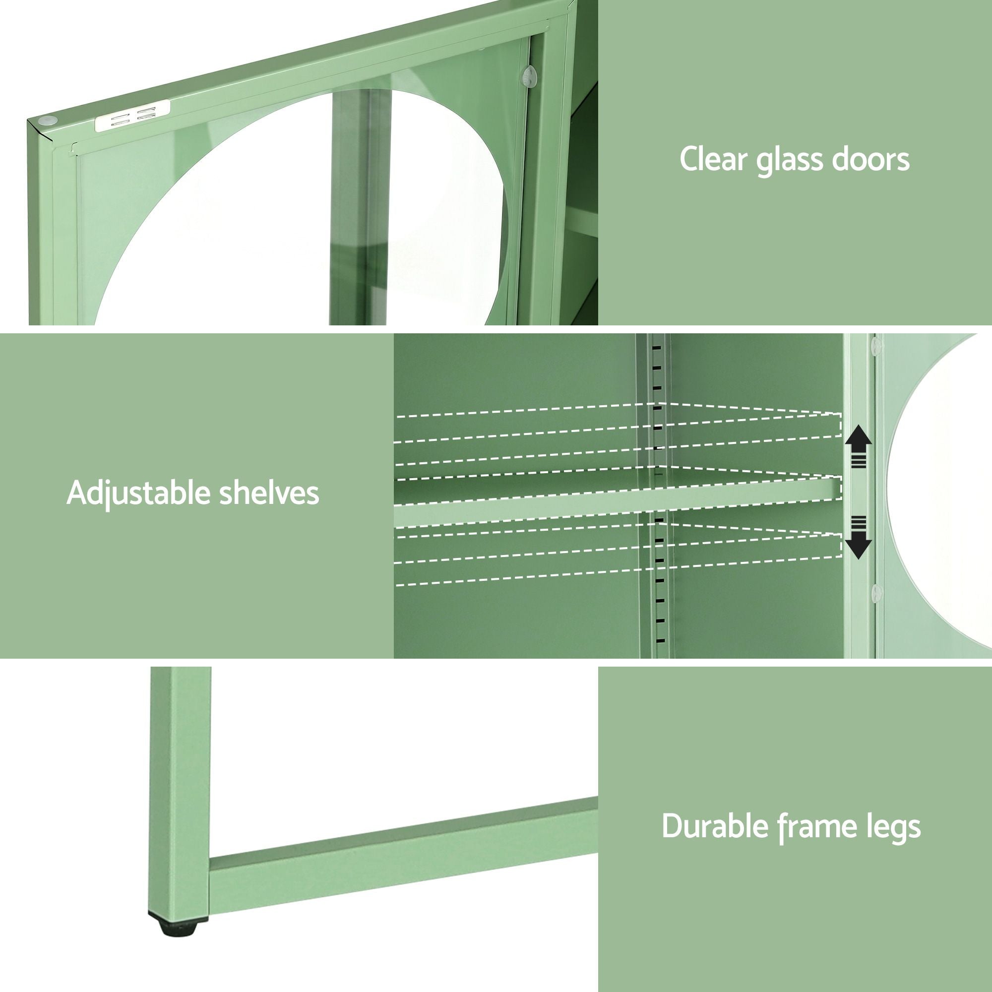 Artiss Buffet Sideboard Metal Cabinet - ELLA Green-Furniture > Living Room-PEROZ Accessories
