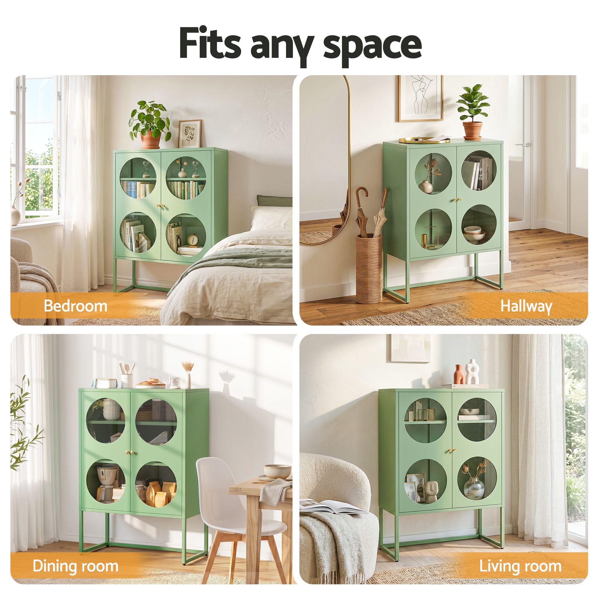 Artiss Buffet Sideboard Metal Cabinet - ELLA Green-Furniture > Living Room-PEROZ Accessories
