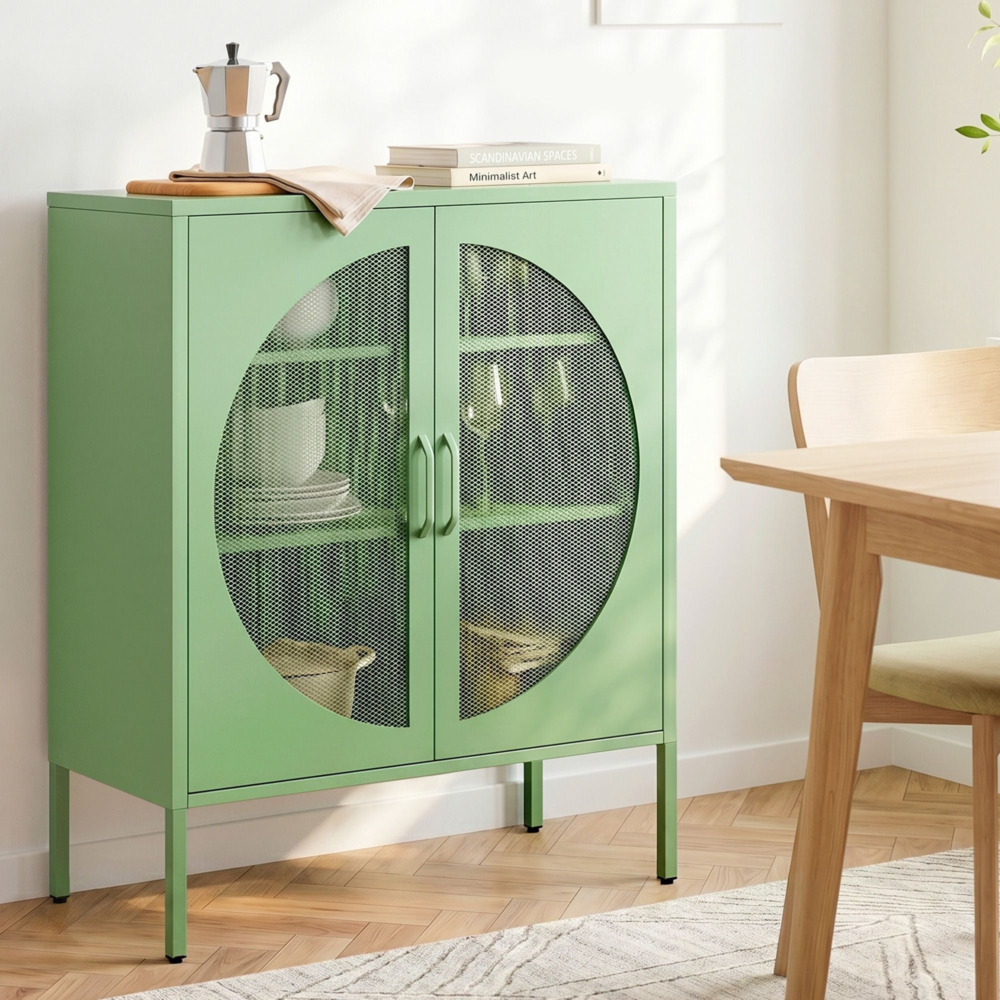 Artiss Buffet Sideboard Metal Cabinet - ELSA Green-Furniture > Dining > Buffets & Sideboards-PEROZ Accessories